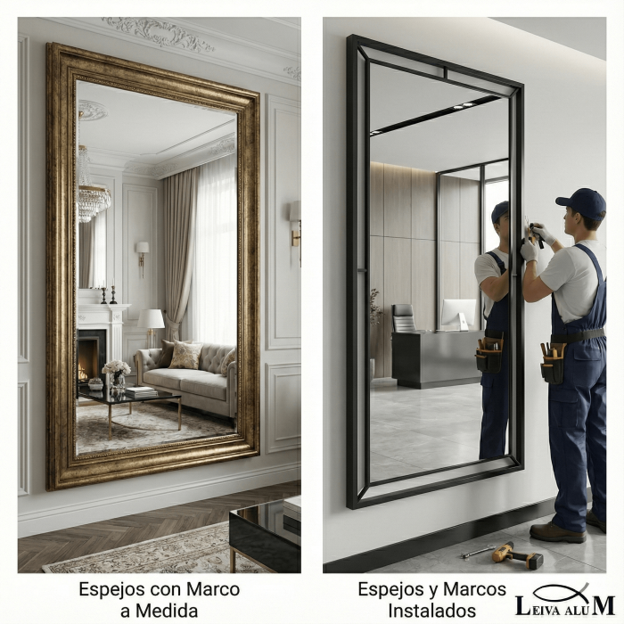 Espejos y marcos fabricados a medida con instalación profesional para hogares, oficinas y locales comerciales.